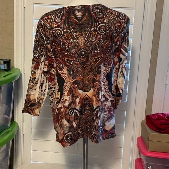Style & Co. Paisley Print Blouse - Brown and Black - Picture 4 of 10